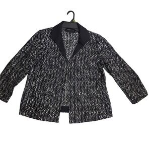 LAFAYETTE 148 Black White Textured Blazer Jacket Women's Size 12